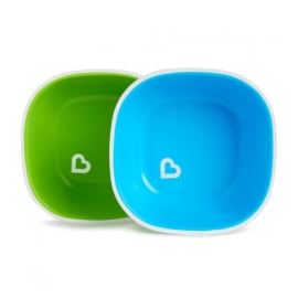 Bộ 2 Bát Chống Trượt Munchkin (Xanh Lá-Xanh Lơ)