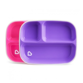 Bộ 2 Đĩa Chia Ngăn Chống Trượt Munchkin (Hồng-Tím)