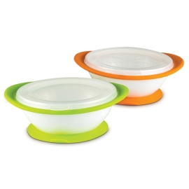 Bộ 2 Bát Ăn NUK Chống Đổ Có Nắp