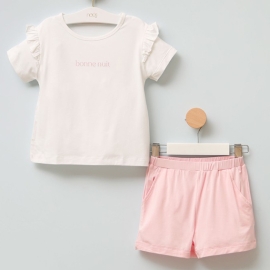 Bộ cộc Girls - áo trắng, quần hồng