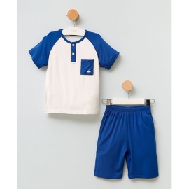 Bộ cộc bé trai xanh - trắng