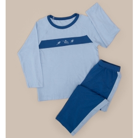 Nous pyjama bé trai xanh tàu bay