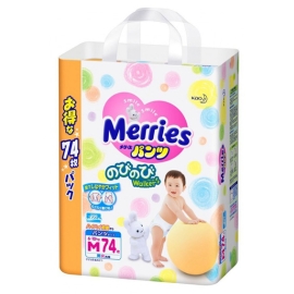 Tã Quần Merries Jumbo size M - 74 miếng (6-10kg)