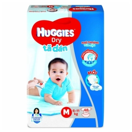 Bỉm tã dán Huggies Dry size M - 48 miếng (6-11kg)