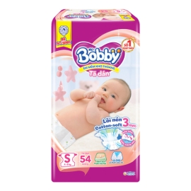 Tã dán Bobby siêu thấm khô thoáng size S - 54 miếng (4-8kg)