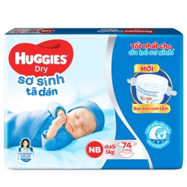 Bỉm tã dán sơ sinh Huggies size Newborn - 74 miếng (dưới 5kg)